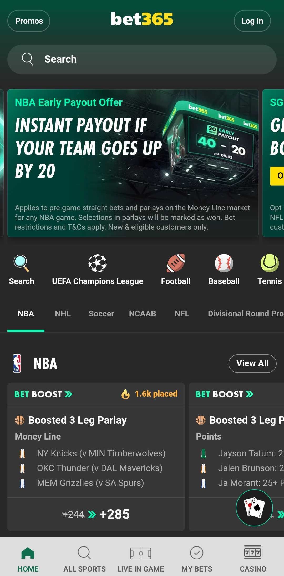 bet365 early payout