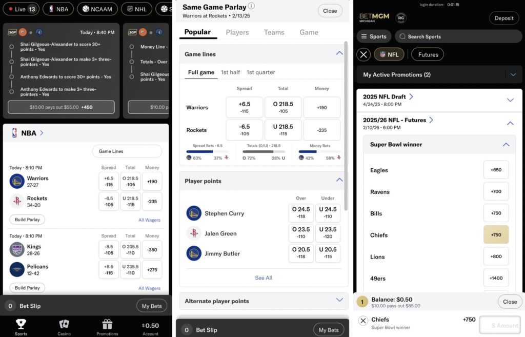 BetMGM Missouri app screenshots