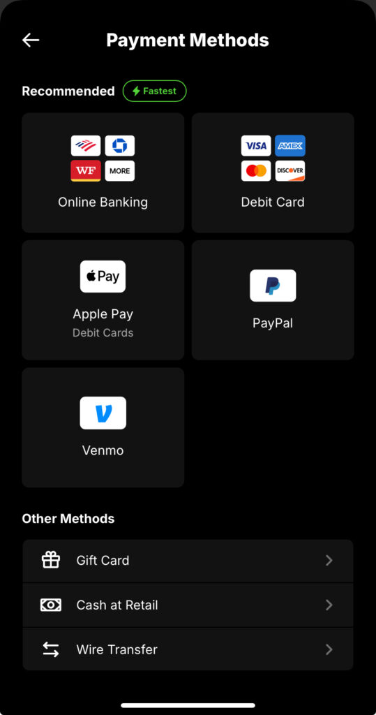 Sports betting payment methods. Draftkings
