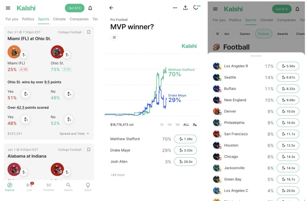 California Sports Betting Kalshi Screenshots