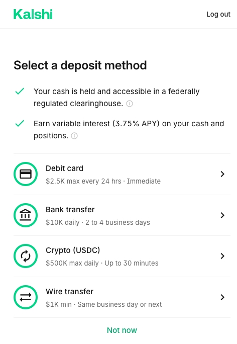 Kalshi Deposit Methods