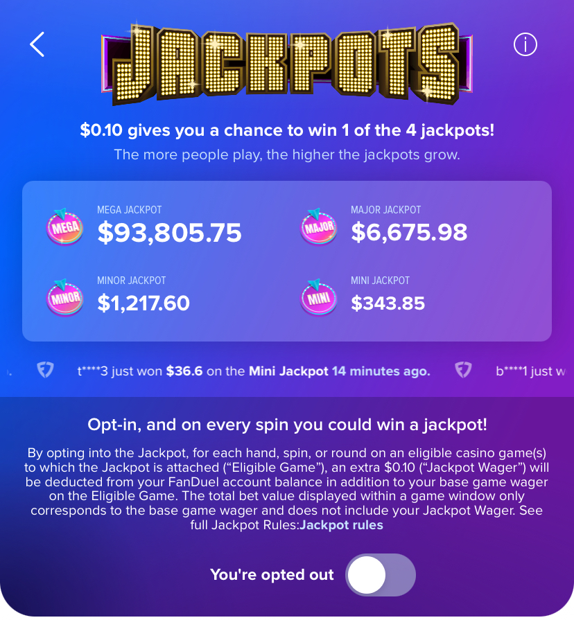 Progressive slot fanduel