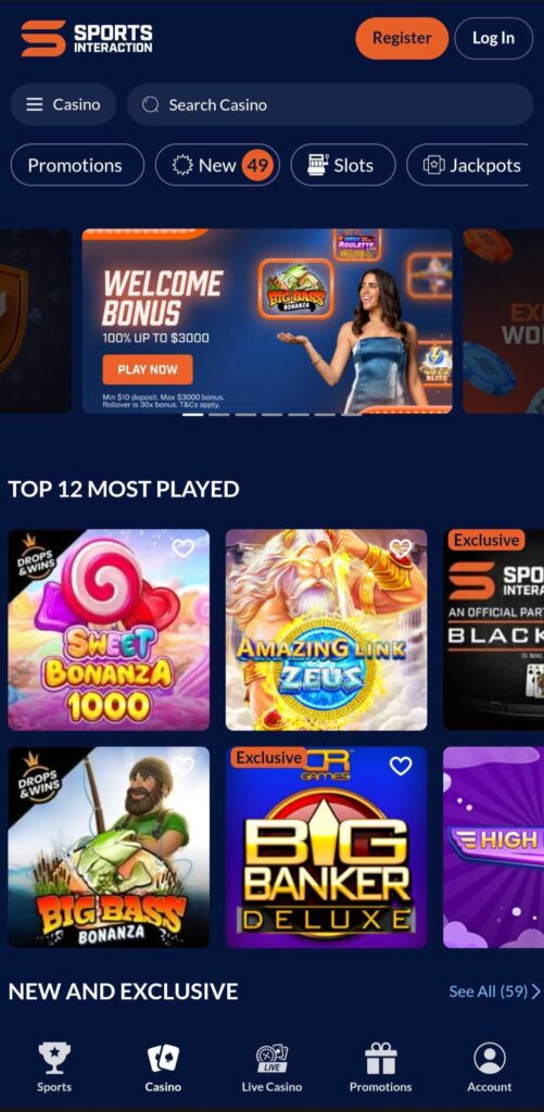 canada online casino sports interaction