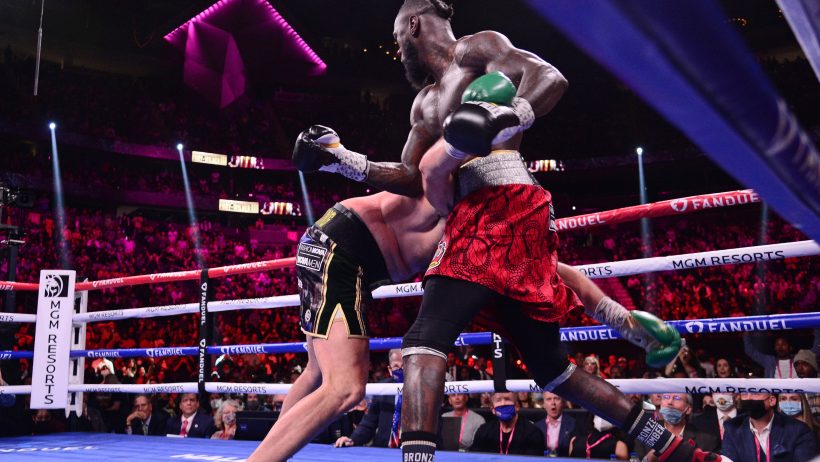 Deontay Wilder knocks down Tyson Fury