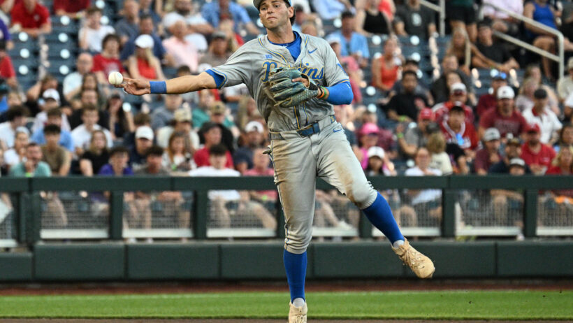 Roch Cholowsky completes a double play during the College World Series