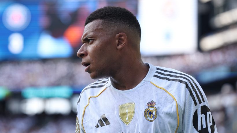 Close-up of Real Madrid forward Kylian Mbappe