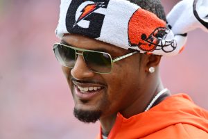 Deshaun Watson sidelined during an NFL preseason game between the Browns and Rams.