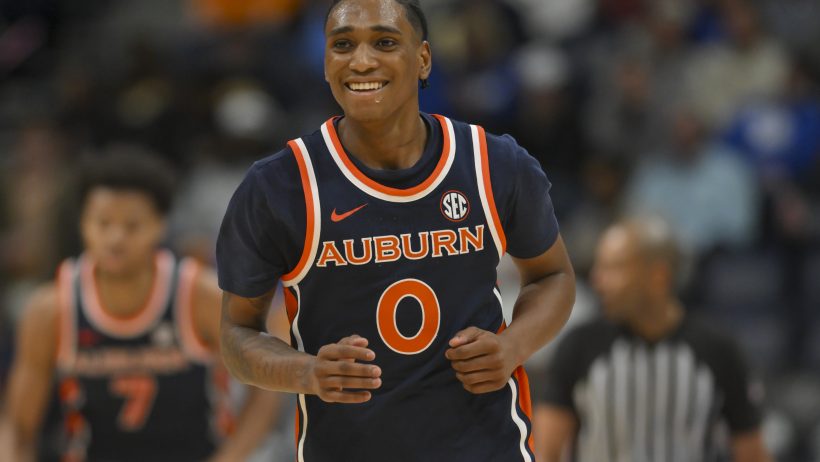 Auburn Tigers guard Tahaad Pettiford smiling