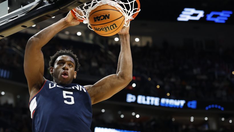 UConn Huskies forward Tarris Reed Jr. dunks the ball